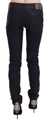 Pantalones de mezclilla ajustados de algodón negro de talle bajo Just Cavalli