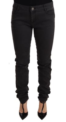 Jeans de mujer PINKO de mezclilla negra de algodón elástico ajustados de talle medio
