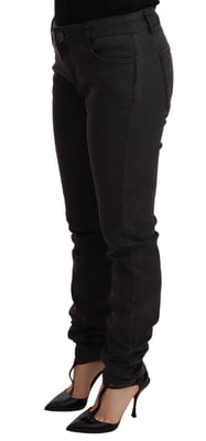Jeans de mujer PINKO de mezclilla negra de algodón elástico ajustados de talle medio