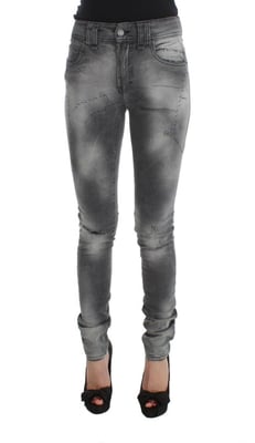 Pantalones de mezclilla de algodón mezclado gris lavado de corte ajustado John Galliano