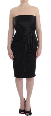 Vestido Lápiz Sin Tirantes Decorado Masha Ma Negro