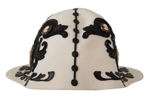 Sombrero de Broche de Camafeo Bordado en Lana Blanca y Negra de Dolce & Gabbana