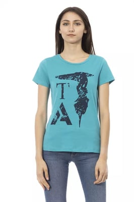 Camiseta de algodón Trussardi Action Light Blue para mujer