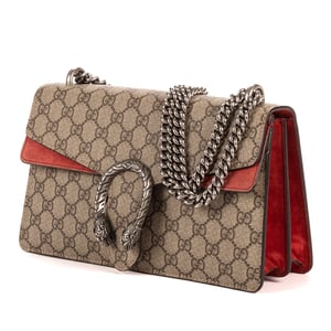 Gucci Dionysus Small en Beige/Rojo Lienzo recubierto