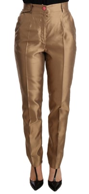 Pantalones de Seda Dorados Dolce Gabbana
