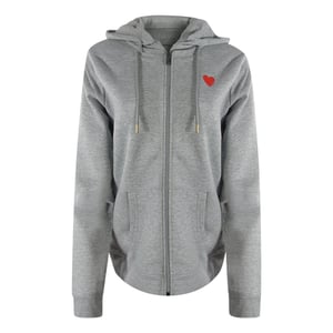 Sudadera Con Capucha Y Cremallera Gris Con Logo De Corazón Rojo Pequeño De Love Moschino