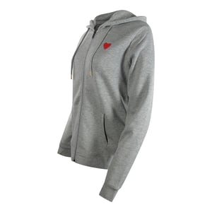 Sudadera Con Capucha Y Cremallera Gris Con Logo De Corazón Rojo Pequeño De Love Moschino