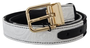 Cinturón Dolce & Gabbana Blanco Negro Parches Hebilla de Metal Dorada