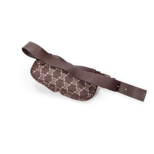 Celine Double Pocket Belt Bag  en Borgoña Lienzo