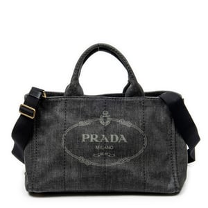Prada Medium Canapa Tote  en Negro Lienzo