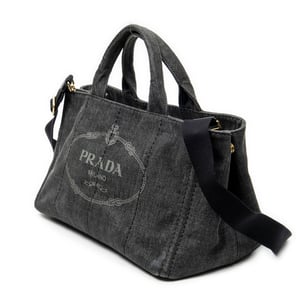 Prada Medium Canapa Tote  en Negro Lienzo