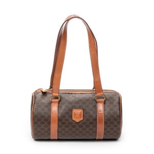 Celine Vintage Barrel Bag  en Brown Lienzo recubierto