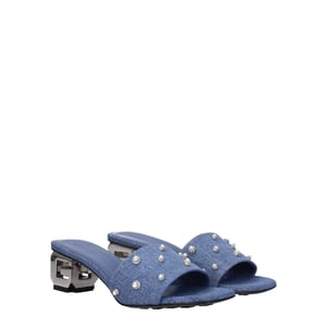 Sandalias Planas de Tela Azules Givenchy