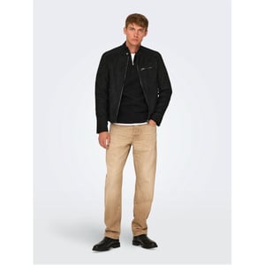 Chaqueta de ciclismo para hombre con bolsillo con cremallera en negro, de patrón sólido