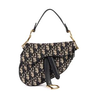 Christian Dior Oblique Saddle Mini en Marina Lienzo