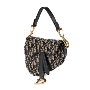 Christian Dior Oblique Saddle Mini en Marina Lienzo
