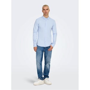 Camisa de manga larga de ajuste regular para hombre en azul cachemira
