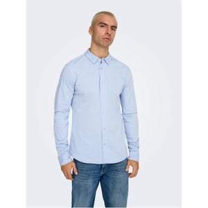 Camisa de manga larga de ajuste regular para hombre en azul cachemira
