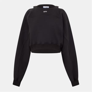 Sudadera corta de ajuste relajado para mujer en negro/blanco