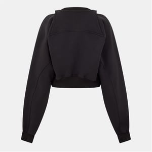 Sudadera corta de ajuste relajado para mujer en negro/blanco