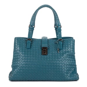 Bottega Veneta Intreciatto Roma Medium en Azul Cuero de ternero