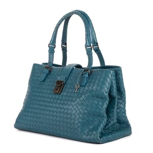 Bottega Veneta Intreciatto Roma Medium en Azul Cuero de ternero