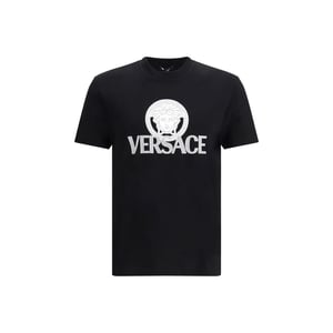 Camiseta de Algodón Negra Versace