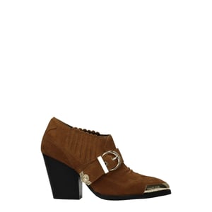 Botas de tobillo de cuero marrón Versace Jeans