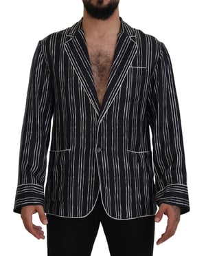 Chaqueta de Pijama de Seda a Rayas Azules Dolce & Gabbana