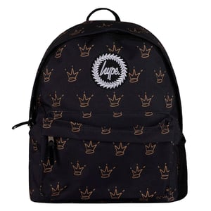 Mochila Unisex de Patrón de Corona de Rey Negra con Correas Acolchadas | Bolsa de Viaje Escolar