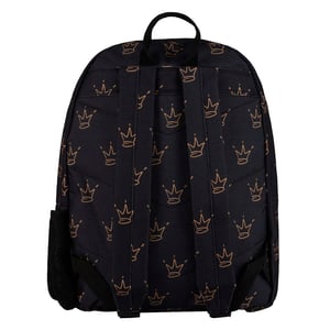 Mochila Unisex de Patrón de Corona de Rey Negra con Correas Acolchadas | Bolsa de Viaje Escolar