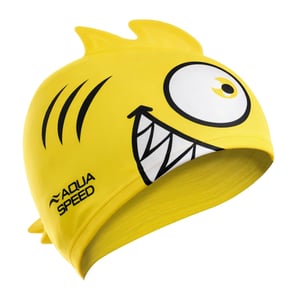 Gorra de Baño para Niños y Niñas con Diseño de Piraña | Gorra de Natación de Silicona 3D Impresa, Fácil de Ajustar