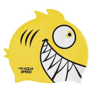 Gorra de Baño para Niños y Niñas con Diseño de Piraña | Gorra de Natación de Silicona 3D Impresa, Fácil de Ajustar