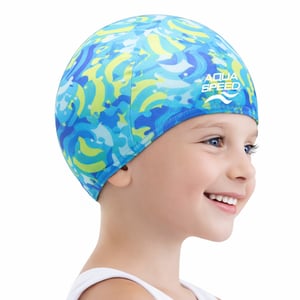 Gorro de natación de tela para bebé niña y niño con estampado | Ajuste flexible y cómodo para pequeños