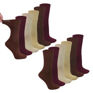 12 Pares de Calcetines Diabéticos de Bambú para Mujeres | Calcetines Suaves de Confort Sin Presión
