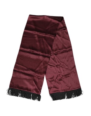 Dolce & Gabbana Foulard de Seda Satén Burdeos con Flecos
