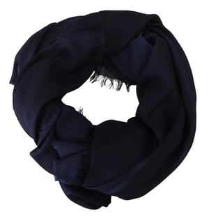Bufanda de lana azul oscuro GF Ferre con flecos para cuello