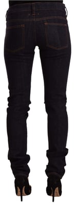 Jeans skinny de denim de algodón negro de cintura media GF Ferre