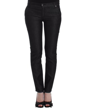 Pantalones de mezclilla ajustados negros Ermanno Scervino con pierna estrecha y elasticidad