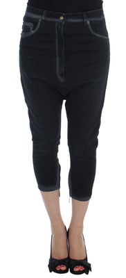 Jeans Baggy Relajados de Algodón Stretch Cavalli Azul