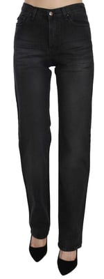 Pantalones de mezclilla rectos de cintura alta lavado negro Just Cavalli