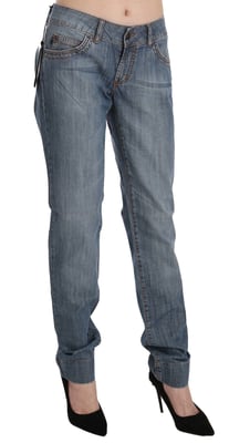 Pantalones de mezclilla ajustados de tiro bajo en algodón azul lavado Just Cavalli