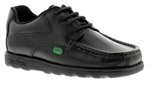 Zapatos escolares para niños Kickers Fragma Lace 3 Junior de piel con cordones negros