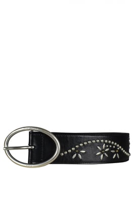 Saint Laurent Cinturón con tachuelas Negro