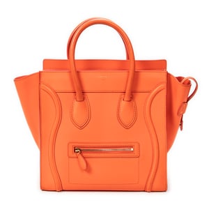 Celine Mini Luggage  en  naranja Cuero de ternero