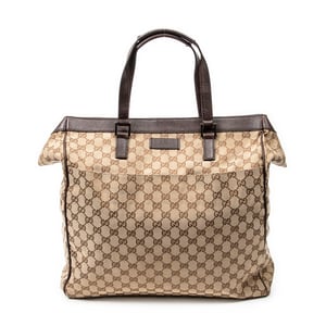 Gucci Front Pocket Shopping Tote  en  marrón Lienzo