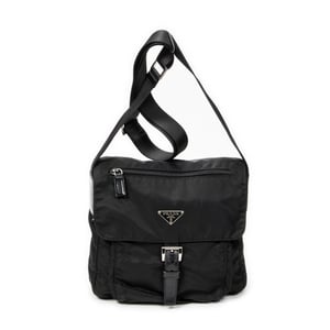 Prada Small Flap Messenger  en  negro Lienzo