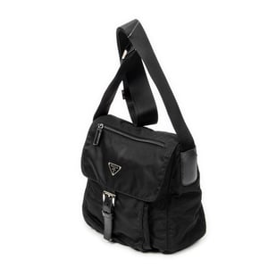Prada Small Flap Messenger  en  negro Lienzo