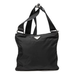 Prada Square Flat Crossbody  en  negro Lienzo