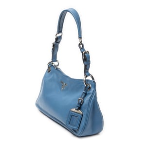 Prada Buckle Zip Hobo  en  Blue Cuero de ternero